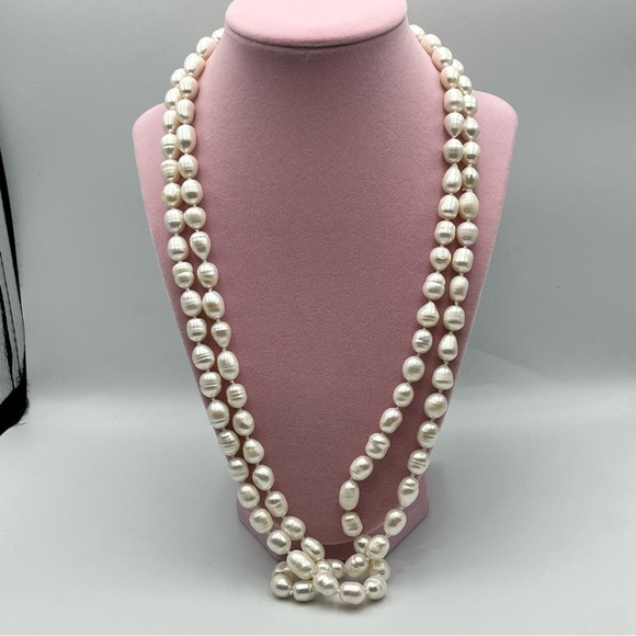 Freshwater handknotted threaded long strand Pearl necklace - Picture 1 of 7